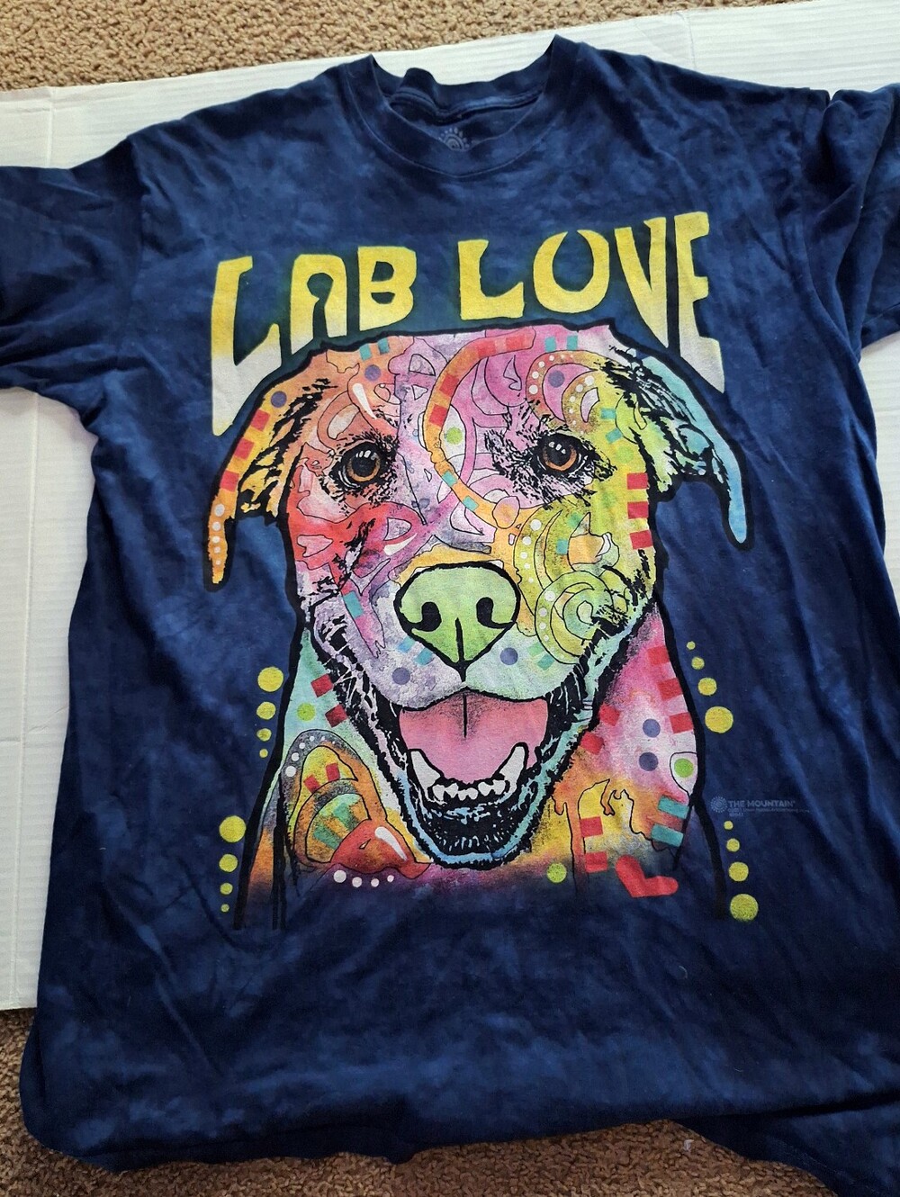 Lab Love Colorful Labrador Dog Tee - Navy Blue